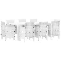 vidaXL Sodo valgomojo komplektas 9 pcs Balta Polipropilenas