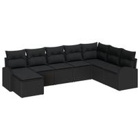 vidaXL Sodo Sofų Rinkinys su pagalve 8 pcs Juoda Poli ratanas