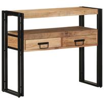 Konsolinis staliukas Juodas 90x33x75 cm Iš kietos akacijos medienos ir metalo