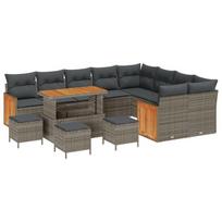 vidaXL Sodo Sofų Rinkinys su pagalve 13 pcs Pilka