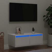Televizoriaus spintelė su led apšvietimu, balta, 75x35,5x25 cm