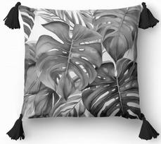 Dekoratyvinė pagalvė 45x45 gėlinė Monstera Boho pilka