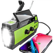 Radijas ir žadintuvai, avarinis saulės radijo imtuvas, švaistiklis AM/FM su LED žibintuvėliu, USB prievadas, SOS signalizacija