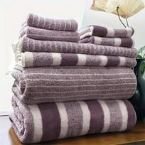 Dryžuotas vonios rankšluosčių rinkinys, 8 vnt., violetinis, Violetinė