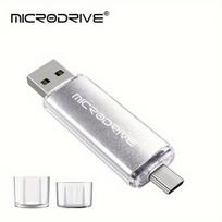 USB laikmena Dvigubas USB Atmintukas TYPE-C,  Sidabrinis