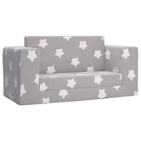 Vaikiška dvivietė sofa-lova, pilka, pliušas, su žvaigždėmis CFE93982
