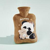 Karšto vandens butelis su užvalkalu,  037 Panda Pipi-Coffee Spalva