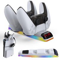 PS5 prijungimo stotelė su dviejų valdiklių įkrovimo funkcija ir RGB apšvietimu