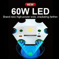 60W LED prožektorius, įkraunamas, Žibintuvėlis +1*18650 Baterija