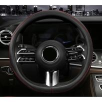 Stilingas dirbtinės odos vairo gaubtas visiems sezonams , Juodos ir raudonos spalvos apvalios (karvės odos) automobilio erdvė