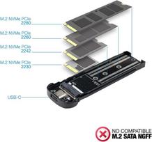 Išorinis kietasis diskas Tooq Tqe-2201r Išorinė M.2 Nvme Ssd Dėžutė - Aliuminio Raudona