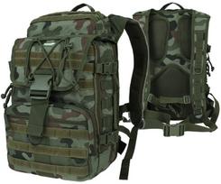 Turistinis kuprinė Traper 35L, Texar, dvi pagrindinės dalys, molle sistema ir suspaudimo diržai, PL Camo / Wz.93 kamufliažas
