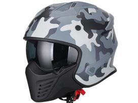 Vito Bruzano šalmas – Camo | ECE 22.06, saulės skydelis, nuimama kaukė, XXL