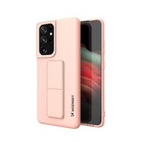 Silikoninis dėklas su stovu Samsung Galaxy S21 Ultra 5G, rožinis