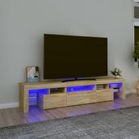 Televizoriaus spintelė su led apšvietimu, ąžuolo, 200 x 36,5 x 40 cm