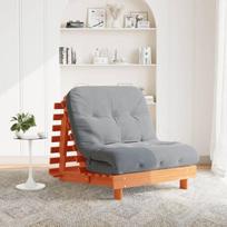 Futono sofa-lova su čiužiniu, vaško ruda, 80x206x11cm, pušis, 80 x 206 x 11 cm