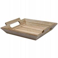 DEKORATYVINIS medinis padėklas MDF su rankenėlėmis Matmenys: 23 x 20 x 4,5 cm Smėlio spalvos