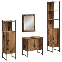 vidaXL Vonios baldų rinkinys su saugykla 4 pcs Ruda 33 x 33 x 185.5 cm