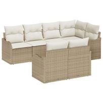vidaXL Sodo Sofų Rinkinys su saugykla 7 pcs Smėlio Poli ratanas