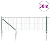 vidaXL Tvora su stulpais Žalia 0,6 x 50 m Plienas ir PVC