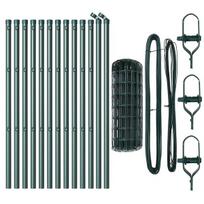 vidaXL Tvora su stulpais Žalia 0,4 x 25 m Plienas ir PVC