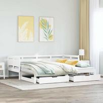 vidaXL Lova su ištraukiama dalimi/stalčiais be čiužinio balta 90x190cm