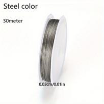 1 Ritė 0.3-0.5mm Nerūdijančio Plieno Tvirta Viela Papuošalams, 8 Spalvos. Rivex, 0,03 cm plieno spalva