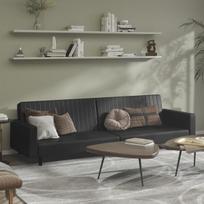 Dvivietė sofa-lova，Poilsio sofa, juodos spalvos, dirbtinė oda CFE70238