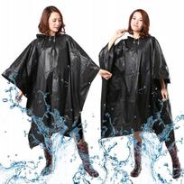 "Mackintosh" apsiaustas su gobtuvu, pončas pvc unisex juodas