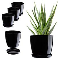 3x gėlių vazonas 20 cm dangtelis su stovu juodas
