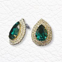 Auskarai moterims DiamondSky „Jasmine (Emerald)“ su Swarovski kristalais