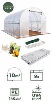 Sodo tunelinis šiltnamis Garden Rosa, 4x2,5 m, 10 m², UV-4 apsauga, 9 langai, balta plėvelė