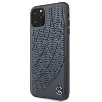 „Mercedes-Benz Apple iPhone 11 Pro Max“ dygsniuotas natūralios odos dėklas, mėlynas