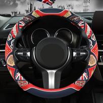 Premium britiško stiliaus vairo užvalkalas - kvėpuojantis, prakaitą sugeriantis, neslystantis ir patvarus dirbtinės odos su vidiniu žiedu visiems metų laikams. , Tamsiai mėlynas apvalus (F39 britiško stiliaus) Xuanhuang