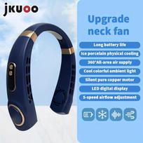 JKUOO Nešiojamas Beašmenis Kaklo Ventiliatorius su LED Ekranu , Mėlyna