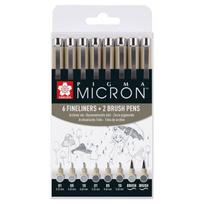8 žymekliai - Pilka - Piešinys - Eskizas - Manga - Daugiau daugiklių - Sakura - Pigma Micron