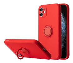 Vennus Silicone Ring dėklas telefonui skirtas Samsung Galaxy A12, raudonas