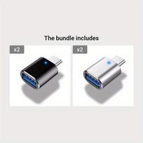 USB-C į USB 3.0 adapteris, Juoda*2 + Sidabrinė*2