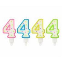 Gimtadienio žvakė Polka Dots - numeris 4, 7,5 cm