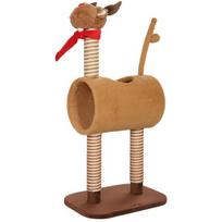 PawHut draskyklė katėms 98 cm aukščio, elnio dizaino, su urvu, žaisliniu kamuoliuku, džiuto stulpais, kačių draskyklė, laipiojimo medis, vidutinio dydžio katėms, rudos spalvos, Ruda