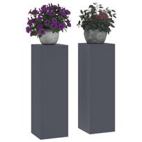 lauko gėlių stelažai stulpai 2 vnt. antracito 24x24x75 cm plienas