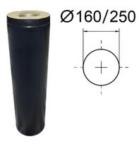 Juodas izoliuotas kamino vamzdis. L-1000 mm. D-160/250 mm.
