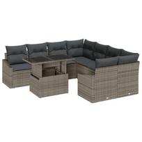 vidaXL Sodo Sofų Rinkinys su pagalve 9 pcs Pilka poliratanas