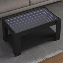 Kavos staliukas su led, juodas, 93x53x45cm, apdirbta mediena