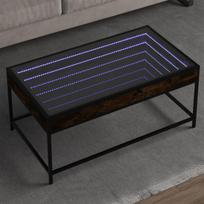 Kavos staliukas su infinity led lemputėmis, dūminis, 90x50x41cm
