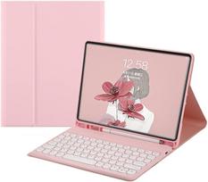2022 m. naujas 10-osios kartos iPad 10,9 colio klaviatūros dėklas Mielas apvalios spalvos klavišų spalvos klaviatūra, belaidė nuimamas BT klaviatūros dangtelis, skirtas iPad 10 10,9 colio (geltonas)