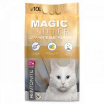Kačių kraiko smėlis : MAGIC LITTER Bentonite Ultra White Baby Powder, 10 l.