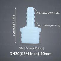 Plastikinė žarnos jungtis su išoriniu sriegiu, G3/4–10 mm (3/8 colio)