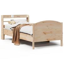 vidaXL Lovos rėmas su be čiužinio, 75x190cm, pušies masyvas