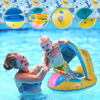 Plaukimo ratas Pripučiamas čiužinys Vaikiška plūdė su stogeliu ir vairu Rankinė pompa Sun Baby